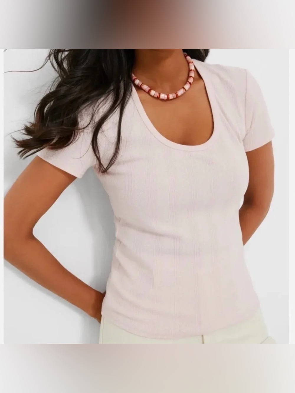 Tuckernuck Pointelle Bridgette Tee Baby Pink Size Medium